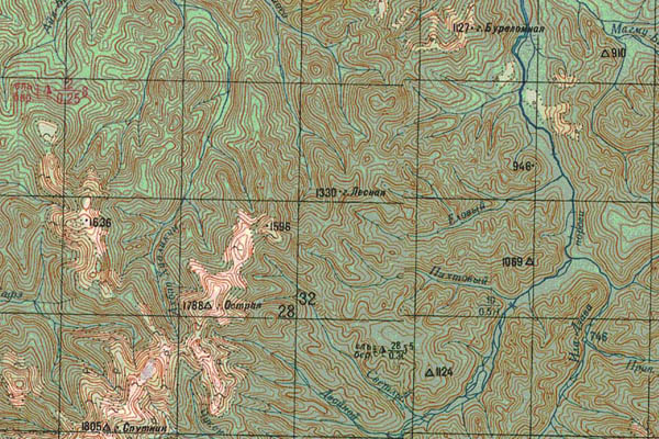 Уменьшенный фрагмент представленной топографической карты L-53-11 - Trasa.ru
