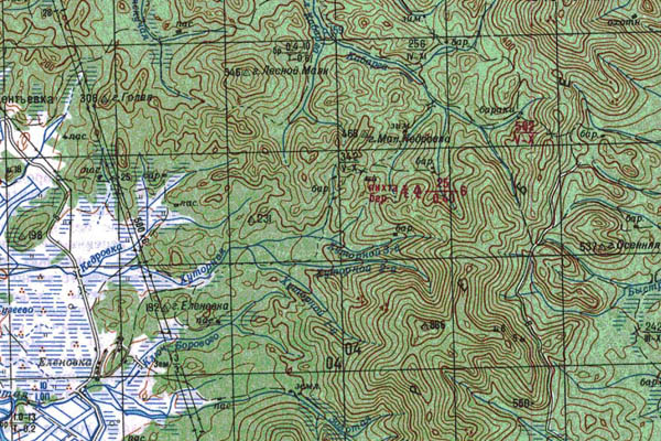 Уменьшенный фрагмент представленной топографической карты L-53-26 - Trasa.ru