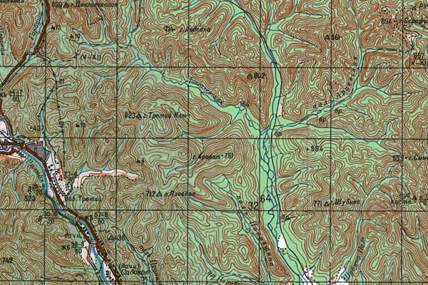 Уменьшенный фрагмент представленной топографической карты L-53-34 - Trasa.ru