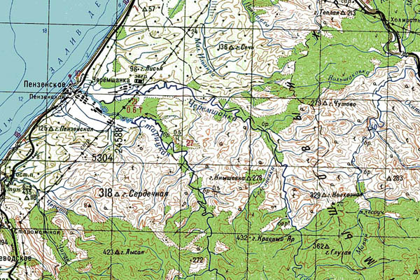 Уменьшенный фрагмент представленной топографической карты L-54-05 - Trasa.ru