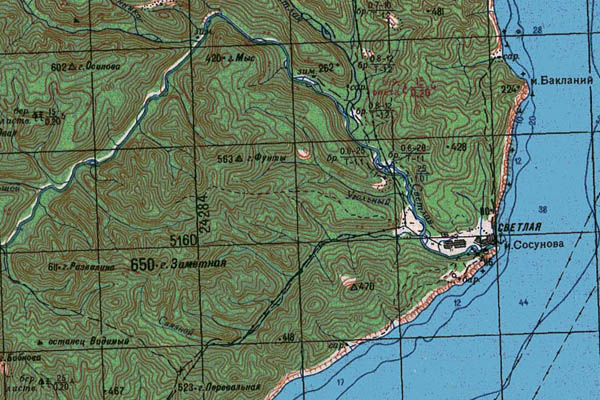 Уменьшенный фрагмент представленной топографической карты L-54-13 - Trasa.ru