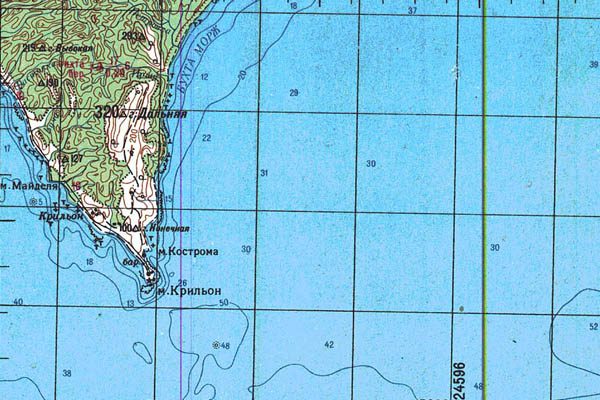 Уменьшенный фрагмент представленной топографической карты L-54-23 - Trasa.ru