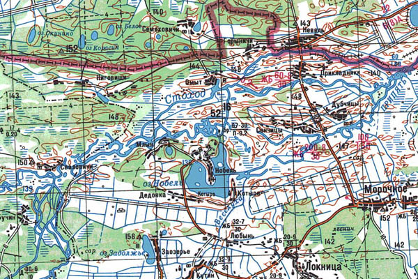 Уменьшенный фрагмент представленной топографической карты M-35-02 - Trasa.ru