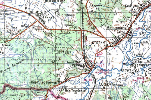 Уменьшенный фрагмент представленной топографической карты M-35-03 - Trasa.ru