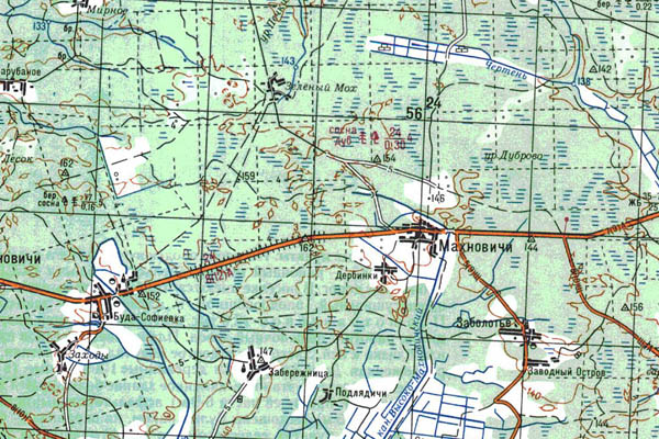 Уменьшенный фрагмент представленной топографической карты M-35-05 - Trasa.ru