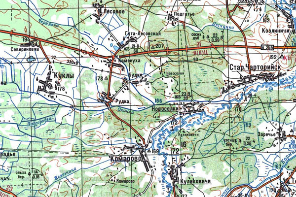 Уменьшенный фрагмент представленной топографической карты M-35-08 - Trasa.ru