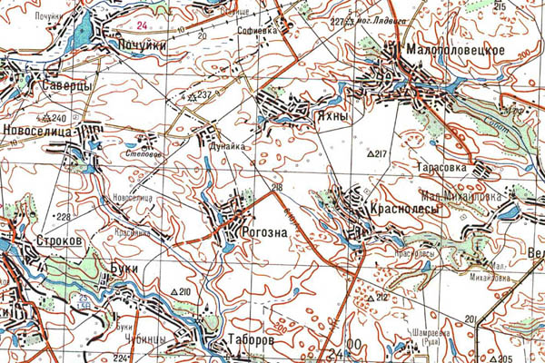 Уменьшенный фрагмент представленной топографической карты M-35-24 - Trasa.ru
