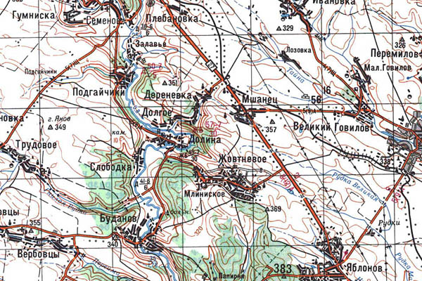 Уменьшенный фрагмент представленной топографической карты M-35-26 - Trasa.ru