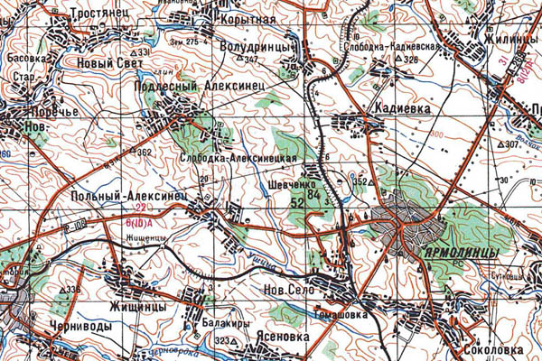 Уменьшенный фрагмент представленной топографической карты M-35-27 - Trasa.ru