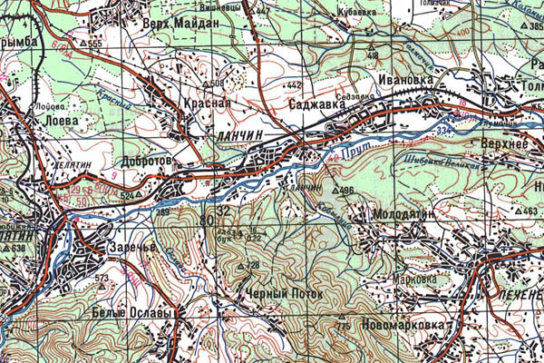 Уменьшенный фрагмент представленной топографической карты M-35-31 - Trasa.ru