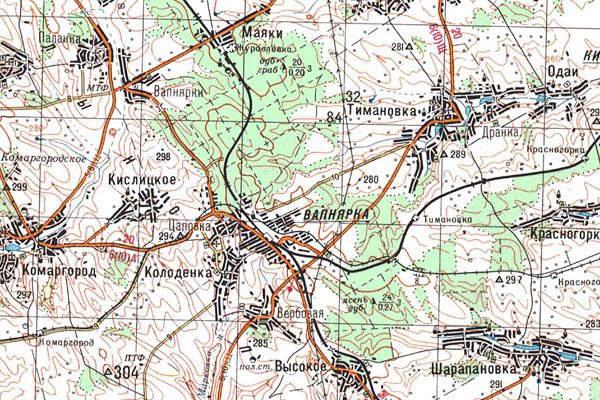 Уменьшенный фрагмент представленной топографической карты M-35-35 - Trasa.ru