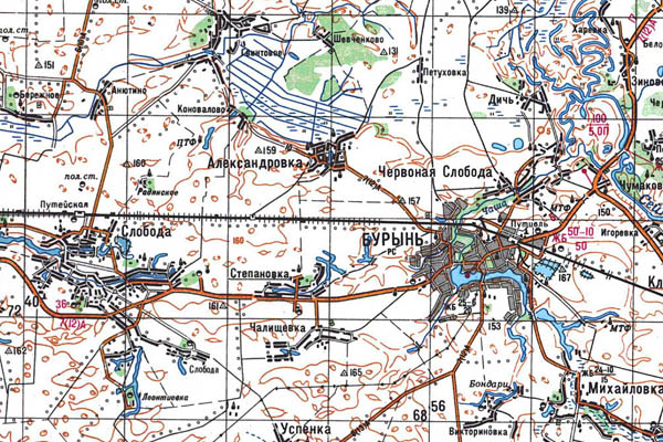 Уменьшенный фрагмент представленной топографической карты M-36-10 - Trasa.ru