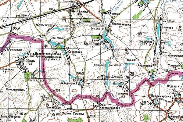 Уменьшенный фрагмент представленной топографической карты M-36-11 - Trasa.ru