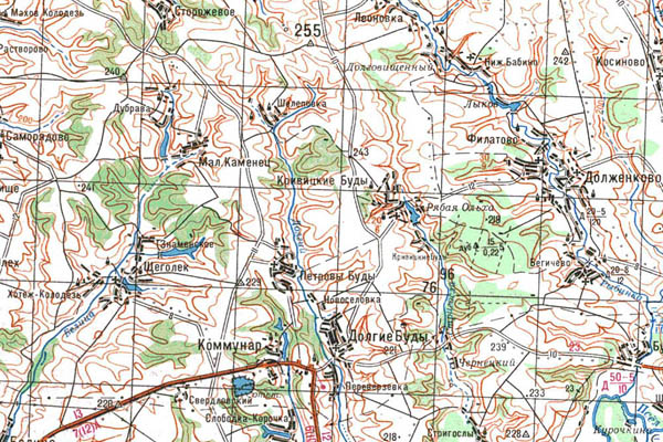 Уменьшенный фрагмент представленной топографической карты M-36-12 - Trasa.ru
