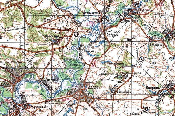 Уменьшенный фрагмент представленной топографической карты M-36-15 - Trasa.ru