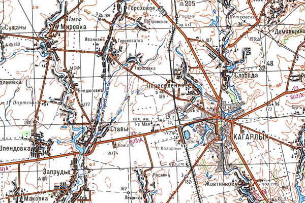 Уменьшенный фрагмент представленной топографической карты M-36-19 - Trasa.ru