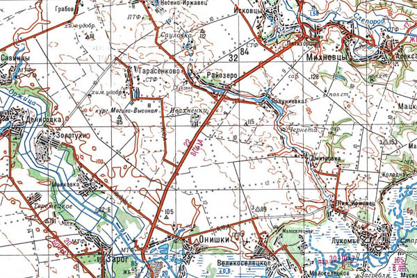 Уменьшенный фрагмент представленной топографической карты M-36-21 - Trasa.ru