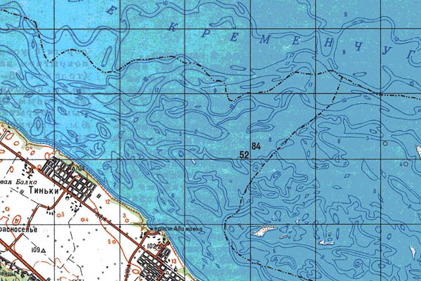 Уменьшенный фрагмент представленной топографической карты M-36-27 - Trasa.ru