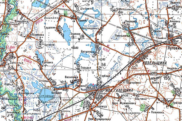 Уменьшенный фрагмент представленной топографической карты M-36-28 - Trasa.ru