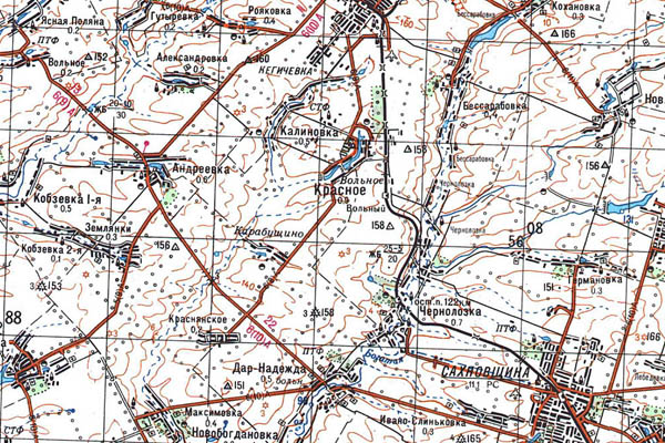 Уменьшенный фрагмент представленной топографической карты M-36-30 - Trasa.ru