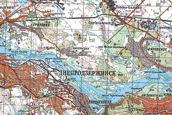 Уменьшенный фрагмент представленной топографической карты M-36-35 - Trasa.ru