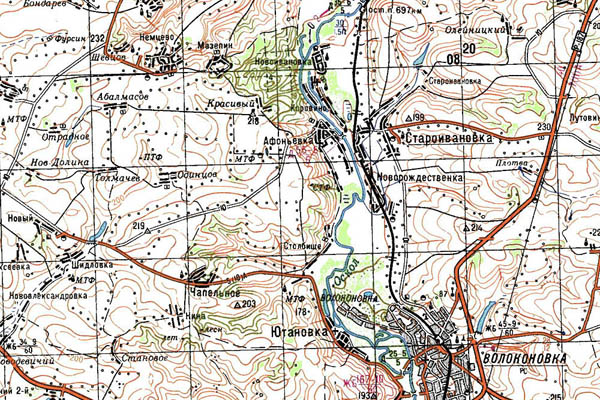 Уменьшенный фрагмент представленной топографической карты M-37-14 - Trasa.ru