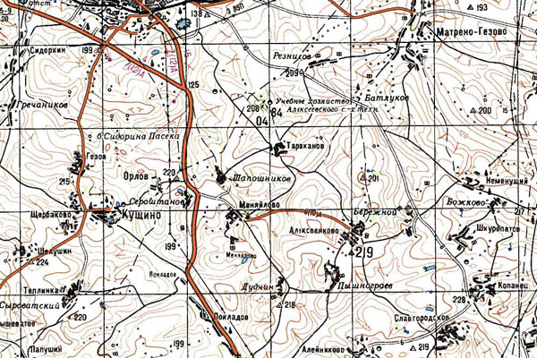Уменьшенный фрагмент представленной топографической карты M-37-15 - Trasa.ru