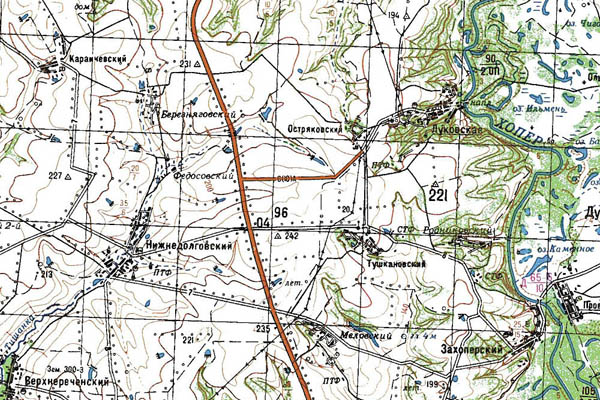 Уменьшенный фрагмент представленной топографической карты M-37-18 - Trasa.ru