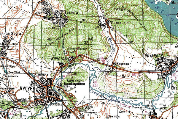Уменьшенный фрагмент представленной топографической карты M-37-19 - Trasa.ru