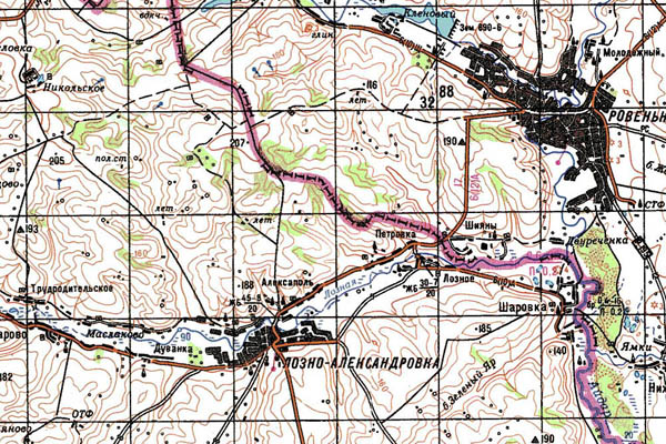 Уменьшенный фрагмент представленной топографической карты M-37-21 - Trasa.ru