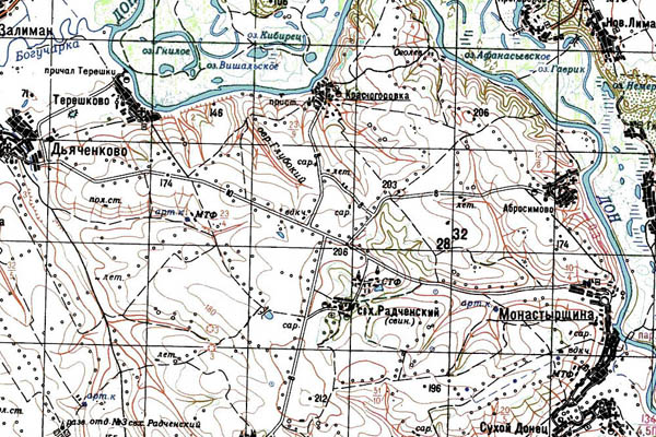 Уменьшенный фрагмент представленной топографической карты M-37-23 - Trasa.ru