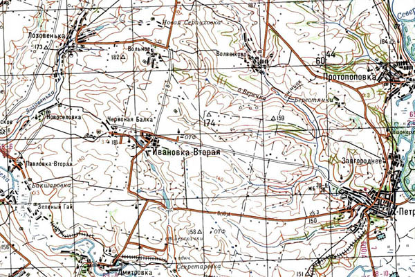 Уменьшенный фрагмент представленной топографической карты M-37-25 - Trasa.ru