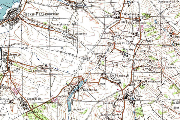 Уменьшенный фрагмент представленной топографической карты M-37-26 - Trasa.ru