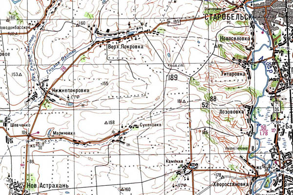 Уменьшенный фрагмент представленной топографической карты M-37-27 - Trasa.ru