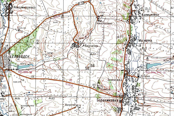 Уменьшенный фрагмент представленной топографической карты M-37-28 - Trasa.ru