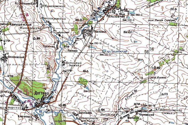Уменьшенный фрагмент представленной топографической карты M-37-29 - Trasa.ru