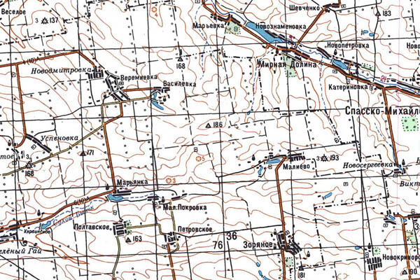 Уменьшенный фрагмент представленной топографической карты M-37-31 - Trasa.ru