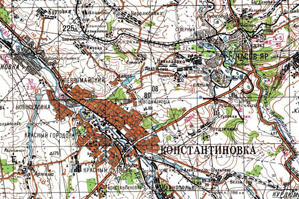Уменьшенный фрагмент представленной топографической карты M-37-32 - Trasa.ru