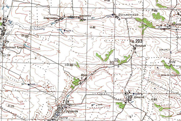Уменьшенный фрагмент представленной топографической карты M-37-35 - Trasa.ru