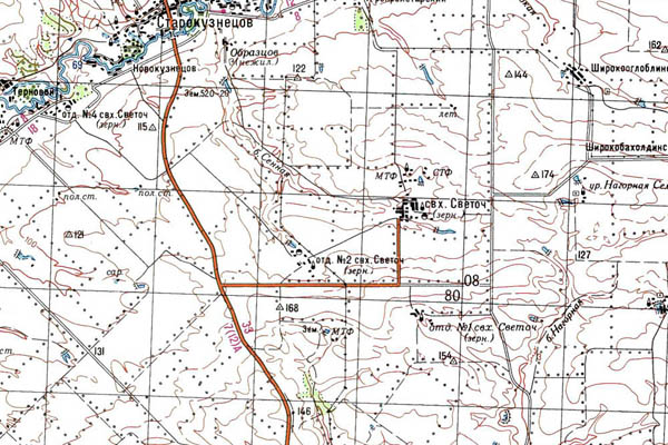 Уменьшенный фрагмент представленной топографической карты M-37-36 - Trasa.ru