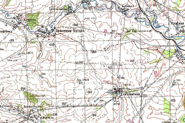 Уменьшенный фрагмент представленной топографической карты M-38-03 - Trasa.ru