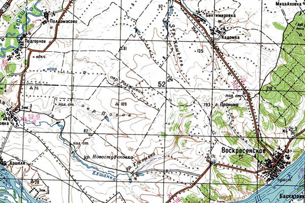 Уменьшенный фрагмент представленной топографической карты M-38-05 - Trasa.ru