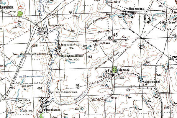 Уменьшенный фрагмент представленной топографической карты M-38-07 - Trasa.ru