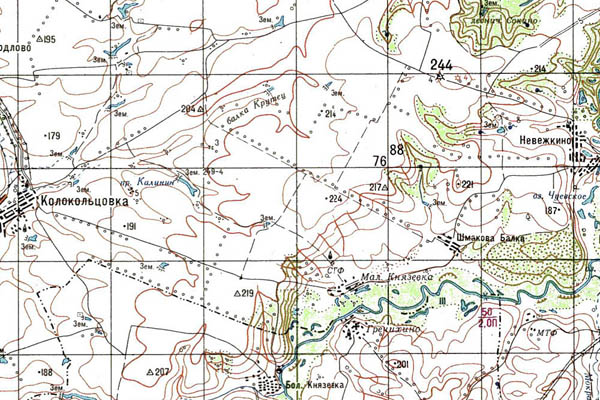 Уменьшенный фрагмент представленной топографической карты M-38-09 - Trasa.ru