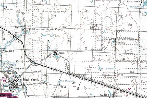Уменьшенный фрагмент представленной топографической карты M-38-18 - Trasa.ru