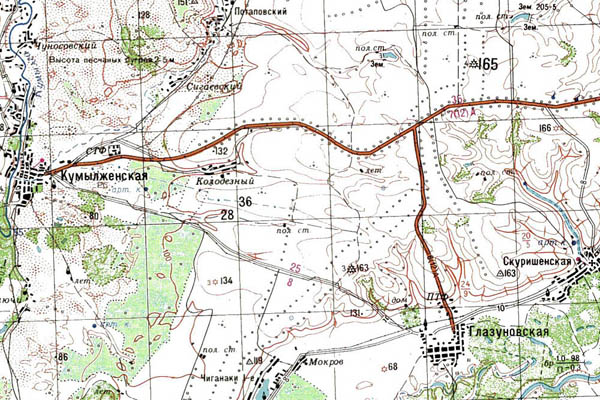 Уменьшенный фрагмент представленной топографической карты M-38-19 - Trasa.ru