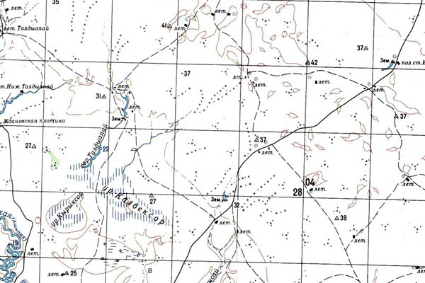 Уменьшенный фрагмент представленной топографической карты M-38-24 - Trasa.ru