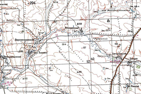 Уменьшенный фрагмент представленной топографической карты M-38-25 - Trasa.ru