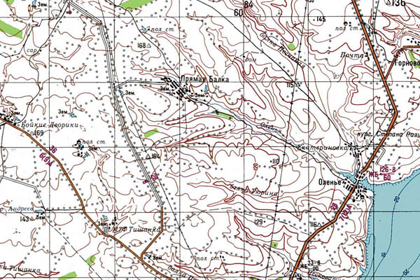 Уменьшенный фрагмент представленной топографической карты M-38-27 - Trasa.ru