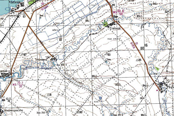 Уменьшенный фрагмент представленной топографической карты M-38-32 - Trasa.ru